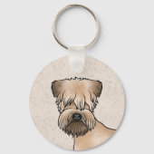 Ierse Soft-Coated Wheaten Terrier Cartoon Hondenko Sleutelhanger (Voorkant)