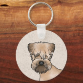 Ierse Soft-Coated Wheaten Terrier Cartoon Hondenko Sleutelhanger (Voorkant)