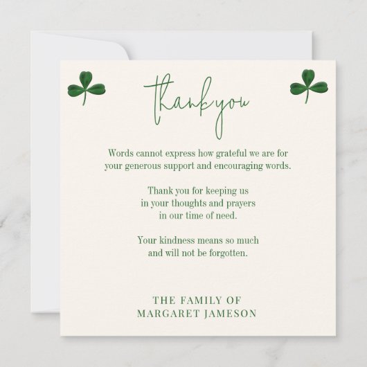 Ierse St. Patrick religieuze sympathie condoleance Bedankkaart (Achterkant)