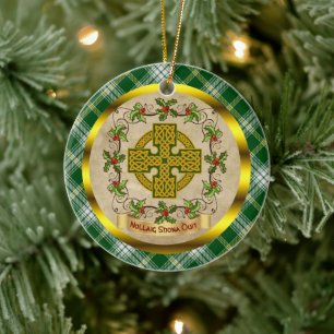 Ierse St. Patrick Tartan & Celtic Cross Kerstmis Keramisch Ornament