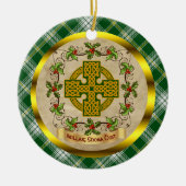 Ierse St. Patrick Tartan & Celtic Cross Kerstmis Keramisch Ornament (Voorkant)