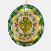 Ierse St. Patrick Tartan & Celtic Cross Kerstmis Keramisch Ornament (Links)