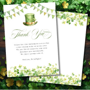 Ierse St. Patrick's Baby Shower Groene Klaver Bedankkaart