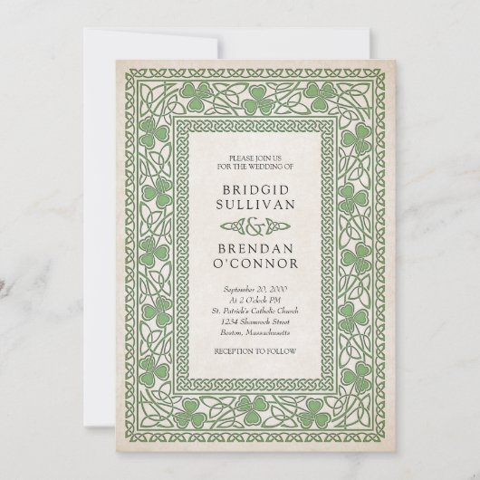Ierse St. Patrick's bruiloft Kaart (Voorkant)