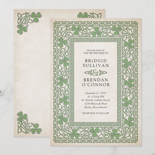 Ierse St. Patrick's bruiloft Kaart (Voorkant / Achterkant)
