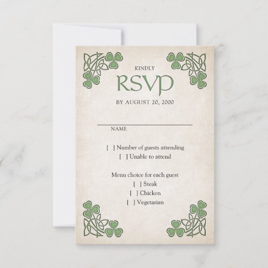 Ierse St. Patrick's bruiloft RSVP Kaartje (Voorkant)