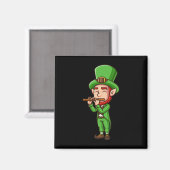 Ierse St. Patrick's Dag Leprechaun Speelt Fluit Pr Magneet (Voorkant / Achterkant)