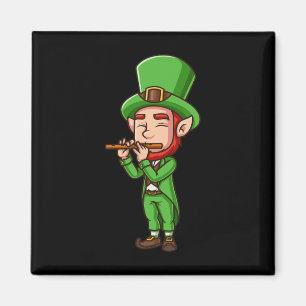 Ierse St. Patrick's Dag Leprechaun Speelt Fluit Pr Magneet