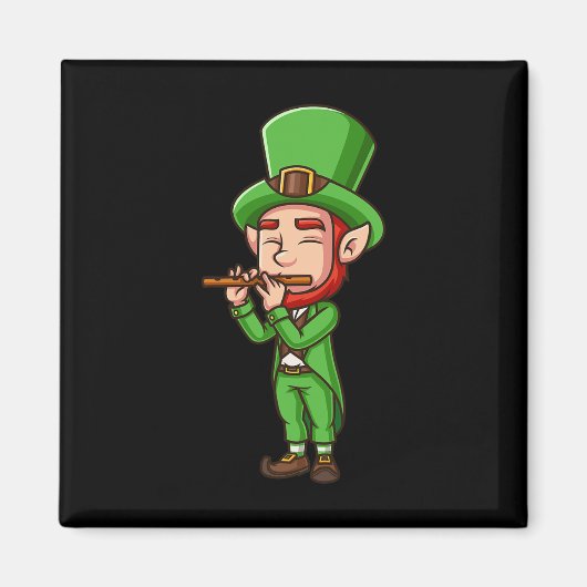 Ierse St. Patrick's Dag Leprechaun Speelt Fluit Pr Magneet (Voorkant)