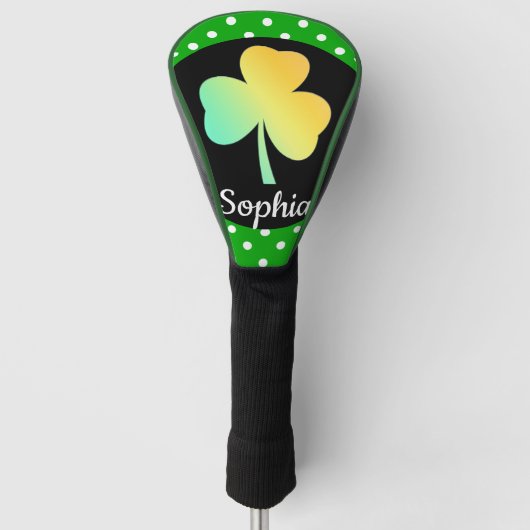 Ierse St Patrick's Day Custom Ontworpen Shamrock Golfheadcover (Voorkant)