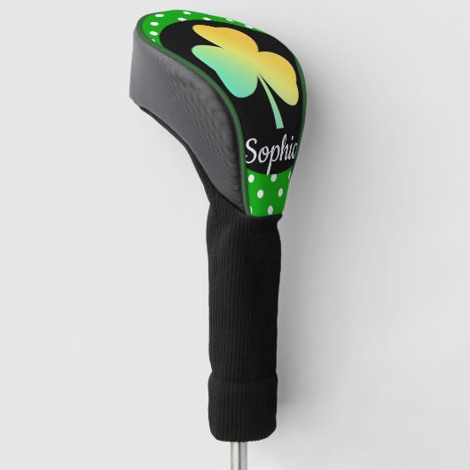 Ierse St Patrick's Day Custom Ontworpen Shamrock Golfheadcover (Schuin)