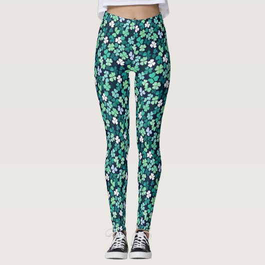 Ierse St. Patrick's Day Four Leaf Clover Leggings (Voorkant)