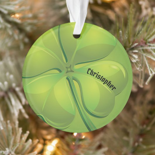 Ierse St. Patrick's Day Green Shamrock Personalise Ornament (Boom)