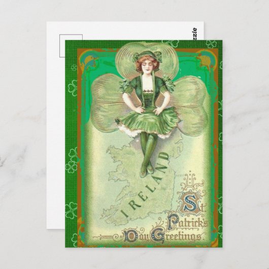 Ierse St Patricks Day Greetings Briefkaart (Voorkant / Achterkant)