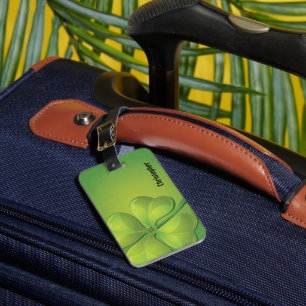Ierse St. Patrick's Day Groene Klaver Personalisee Bagagelabel