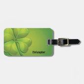 Ierse St. Patrick's Day Groene Klaver Personalisee Bagagelabel (Voorkant horizontaal)