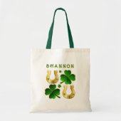 Ierse St. Patrick's Day groene klavers en hoefijze Tote Bag (Voorkant)