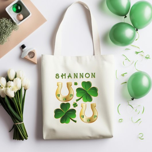 Ierse St. Patrick's Day groene klavers en hoefijze Tote Bag
