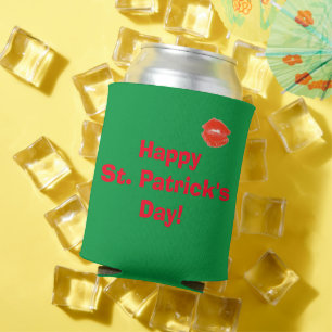 Ierse St. Patricks Day Groene rode lippen 4Sean Blikjeskoeler