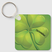 Ierse St. Patrick's Day Groene Shamrock Personalis Sleutelhanger (Voorkant)