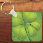 Ierse St. Patrick's Day Groene Shamrock Personalis Sleutelhanger (Voorkant)