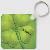 Ierse St. Patrick's Day Groene Shamrock Personalis Sleutelhanger (Achterkant)