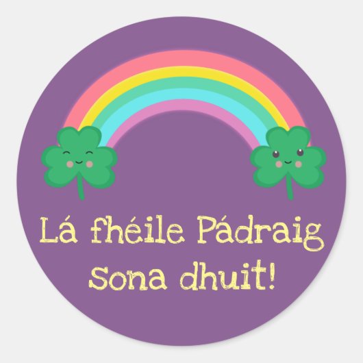 Ierse St. Patrick's Day Sticker met regenboog (Voorkant)