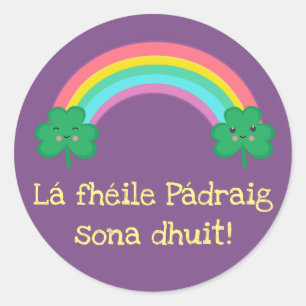 Ierse St. Patrick's Day Sticker met regenboog