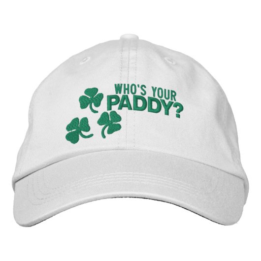 Ierse St. Patrick's Day Wie is je Paddy Geborduurde Pet (Voorkant)