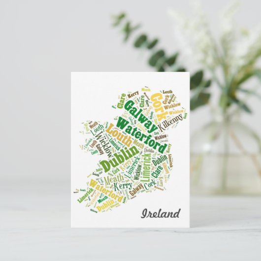Ierse steden Word Art Briefkaart (Staand voorkant)