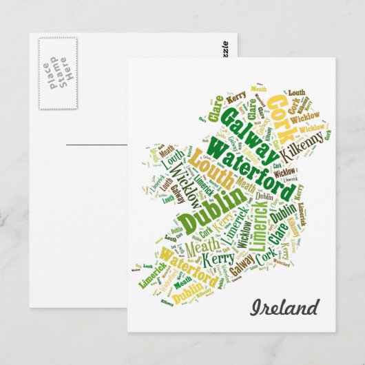 Ierse steden Word Art Briefkaart (Voorkant / Achterkant)