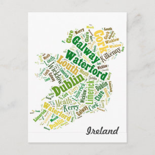 Ierse steden Word Art Briefkaart