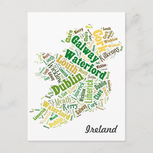 Ierse steden Word Art Briefkaart (Voorkant)