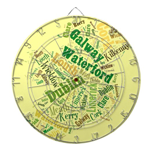 Ierse steden Word Art Dartbord (Voorkant)