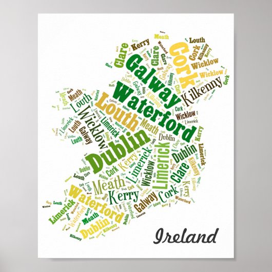 Ierse steden Word Art Poster (Voorkant)