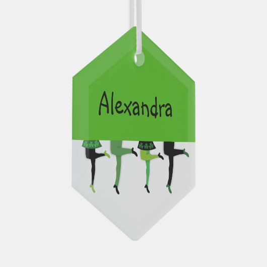 Ierse Stepdancers Legs Comical Kerstmis Glas Ornament (Voorkant Rechts)