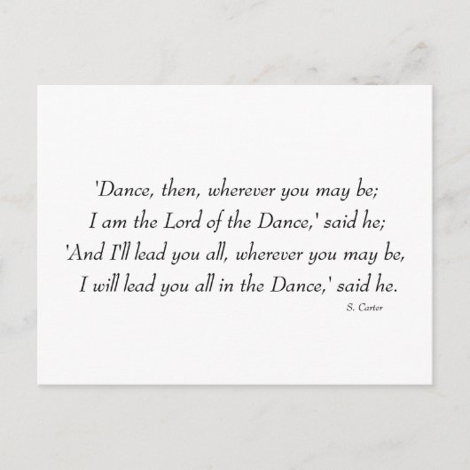 Ierse Stepdans - Lord of the Dance Refrein Briefkaart (Voorkant)