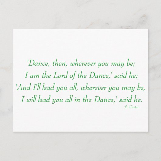 Ierse Stepdans - Lord of the Dance Refrein Briefkaart (Voorkant)