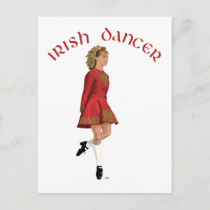 Ierse stepdanser in het rood briefkaart
