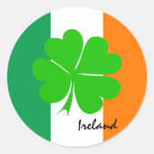 Ierse Sticker, klaver, Ierse vlag / sportfans Ronde Sticker (Voorkant)