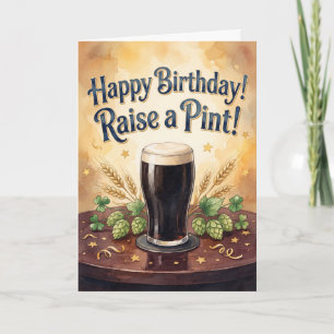Ierse Stout Bier Pint 1950s Waterverf Verjaardag Kaart