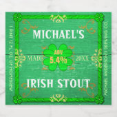 Ierse Stout Rustiek Groen Hout Ambacht Homebrewing Bier Etiket (Enkel label)