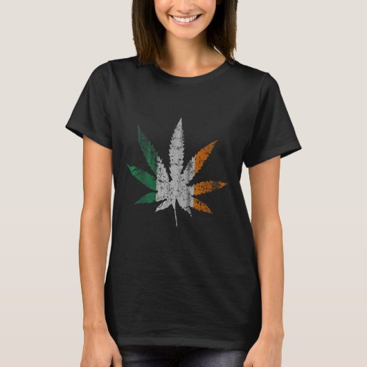 Ierse T Blad St Patricks Day Onkruid T-shirt (Voorkant)