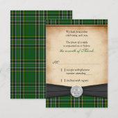 Ierse Tartan Keltische Claddagh Lucky Bruiloft RSV RSVP Kaartje (Voorkant / Achterkant)