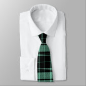 Ierse Tartan Pattern in Mint Groen en Zwart Stropdas (Gebonden)