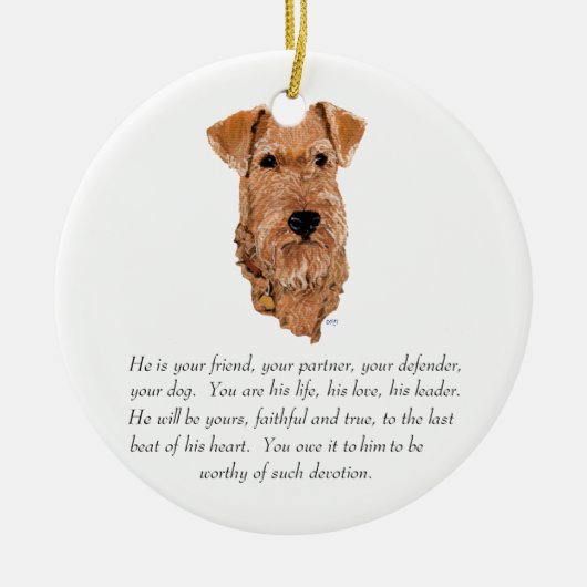 Ierse Terrier Aandenken - mannetje Keramisch Ornament (Voorkant)