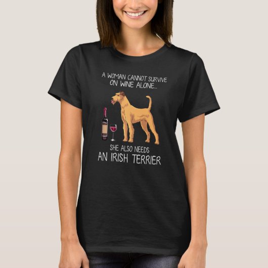 Ierse terrier en wijn hond gemonteerd t-shirt (Voorkant)