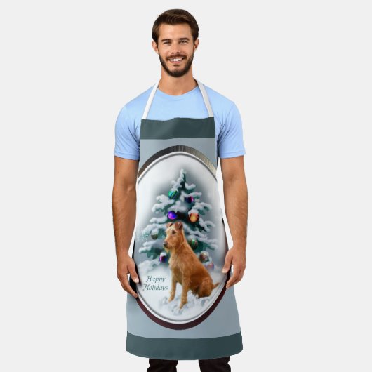 Ierse Terrier gepersonaliseerde Kerstmis Schort (Gedragen)