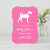 Ierse Terrier Hond Baby Shower Roze Meisje Kaart (Staand voorkant)