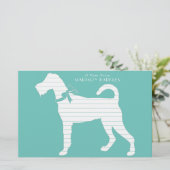 Ierse Terrier Hond Puppy Briefpapier (Staand voorkant)
